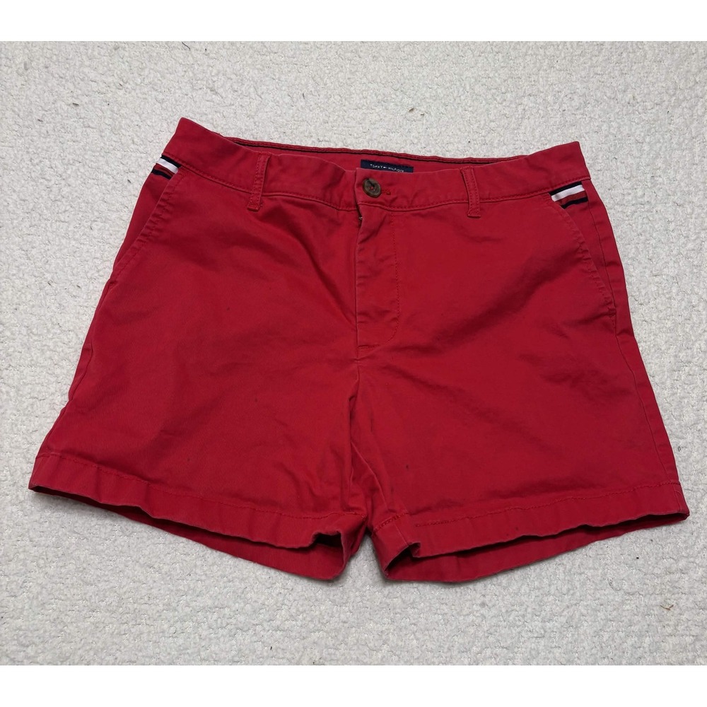 Tommy Hilfiger Womens Red Chino Shorts Size 4 Classic Stretch Twill 5in Inseam